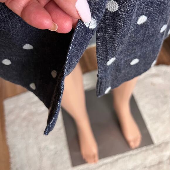 Talbots Polka Dot Denim Pencil Skirt 8 Preppy Coastal Cowgirl Festival Western - Picture 3 of 4